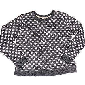 NWOT- Lucky Brand Heather Charcoal Grey Heart Sweater Large